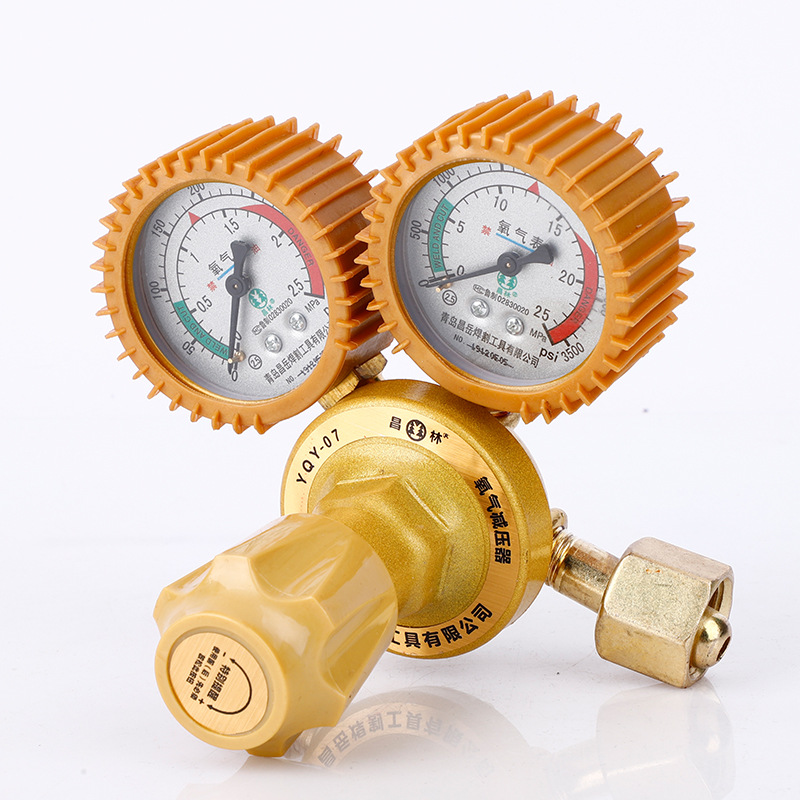 Golden Shock-proof Oxygen Pressure Reducer (0-2.5 MPa, 0-25 MPa) for Oxygen Cylinders, Model YQY-07 - Image 4