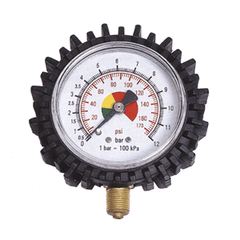 Tire Pressure Gauge with Rubber Protector (0-11 Bar/0-170 PSI) for Air Pump, Radial Thread Connection