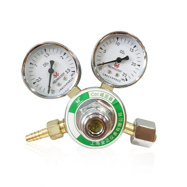 CO2 Gas Pressure Regulator Reducer for Cylinder Tank - Dual Gauge Meter for MIG/TIG Welding - Imej 5