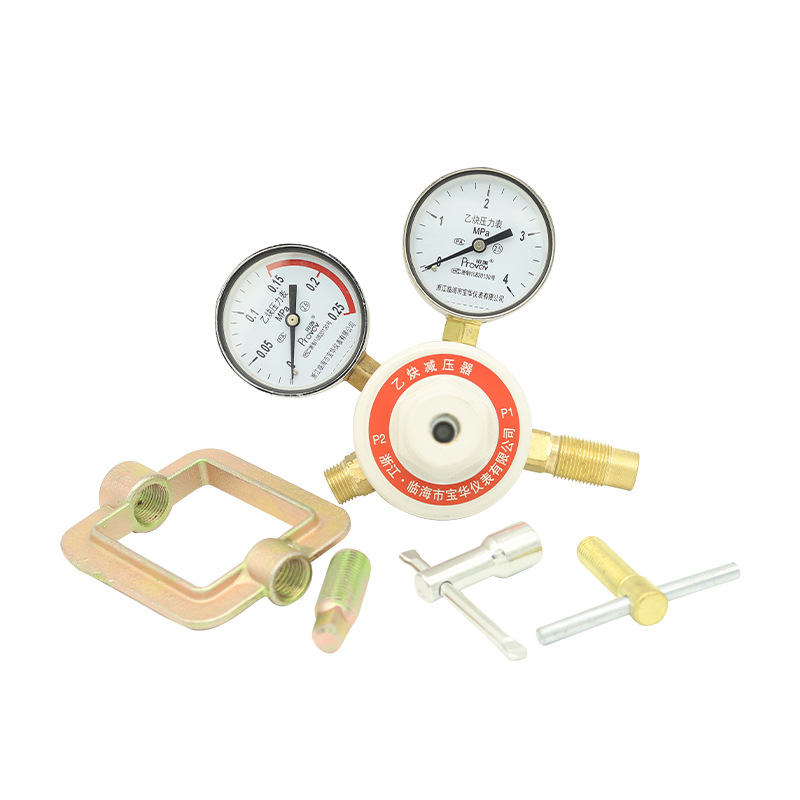Full Copper Acetylene Pressure Reducer YQE-03 Regulator with Dual Gauges 0-0.25 MPa Measuring Range for Acetylene Welding Cutting - Image 5