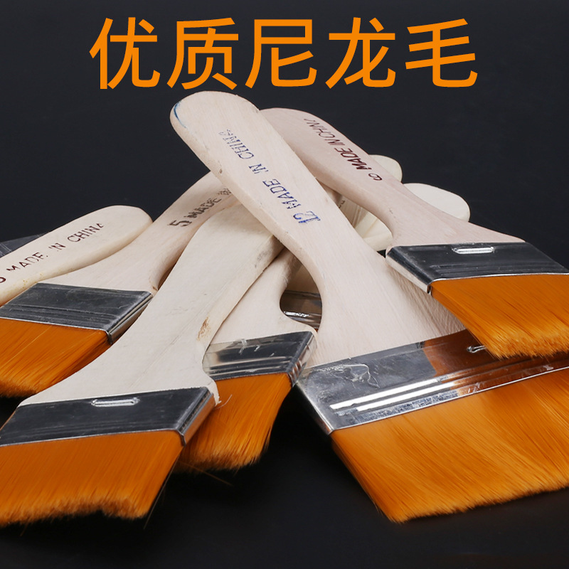Nylon Paint Brush Set (2-12mm, Brown, Wood Handle) for Industrial Oil Painting Cleaning & Dust Removal - Image 4
