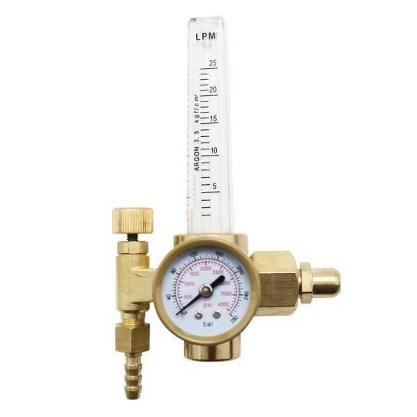 All-Copper Argon Gas Pressure Reducer with Flow Meter and PSI Gauge for Welding - Image 5