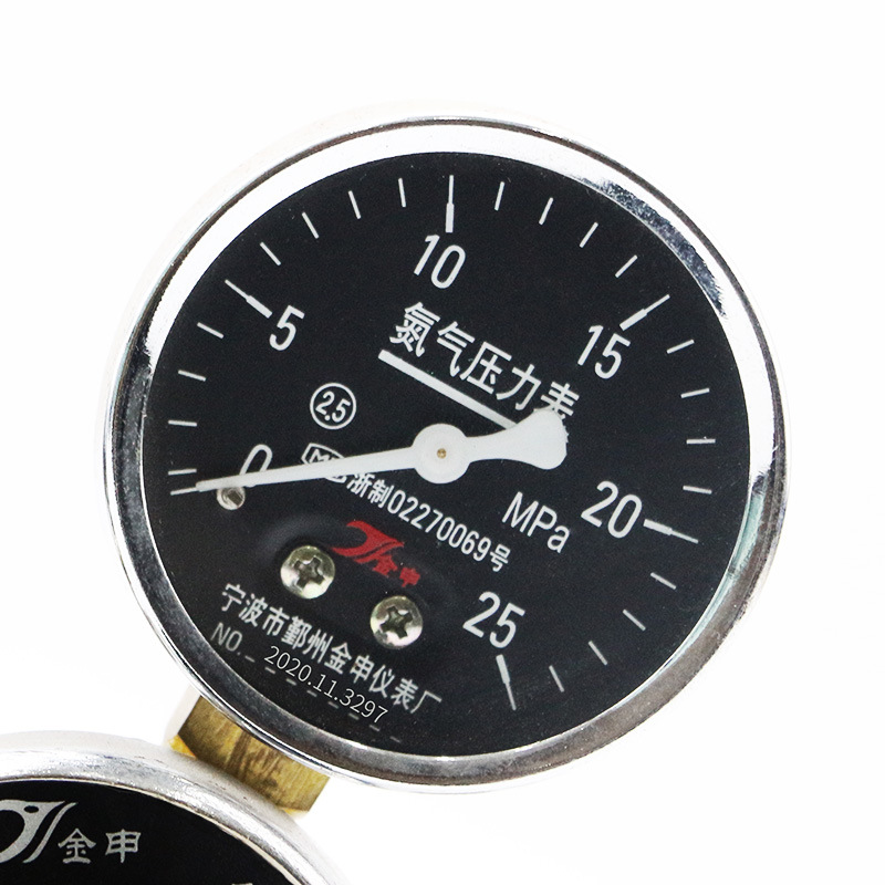 JS Gold Nitrogen Pressure Regulator YQD-07A with Dual Gauges (0-15MPa & 0-2.5MPa) for Industrial Gas Cylinders - Image 4