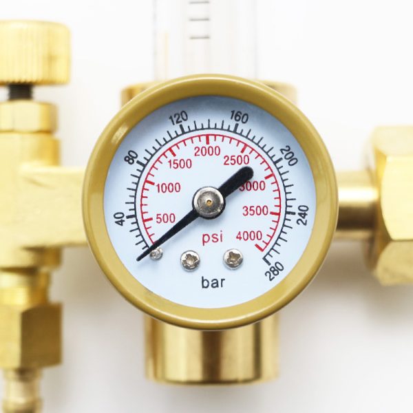 All-Copper Argon Gas Pressure Reducer with Flow Meter and PSI Gauge for Welding - Image 4