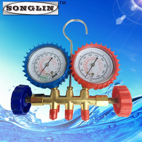 SONGLIN R22 HVAC Refrigerant Manifold Gauge Set with Hoses for AC System Repair and Charging - Image 4