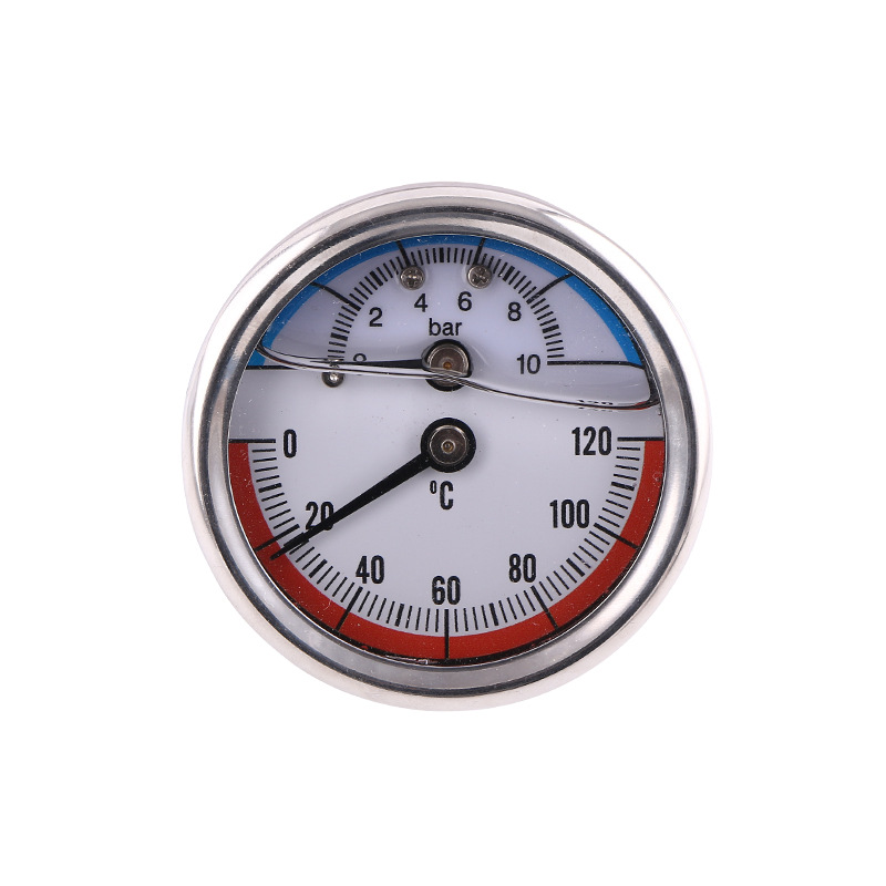 OHKAT Temperature Pressure Gauge 80mm Axial Oil-Filled Thermomanometer (0-10bar, 0-120°C) for HVAC Systems - Image 5