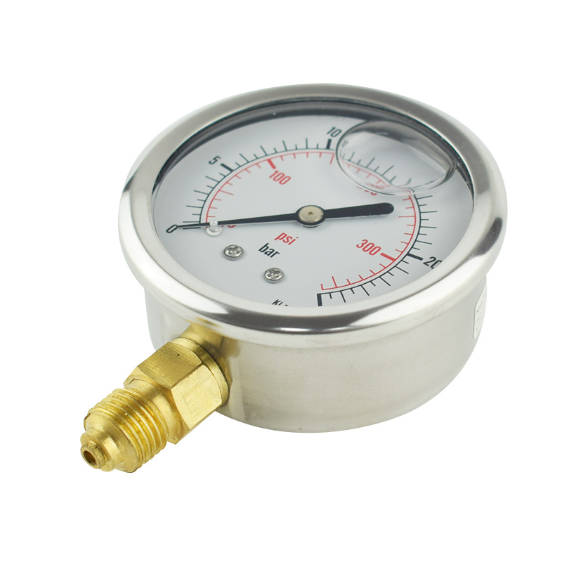 Radial Seismic Pressure Gauge y63 (0-25 bar, 0-300 psi, KL1.6) Stainless Steel Casing Copper Thread Connection for Oil, Air, Liquid, Water Pressure - Image 4