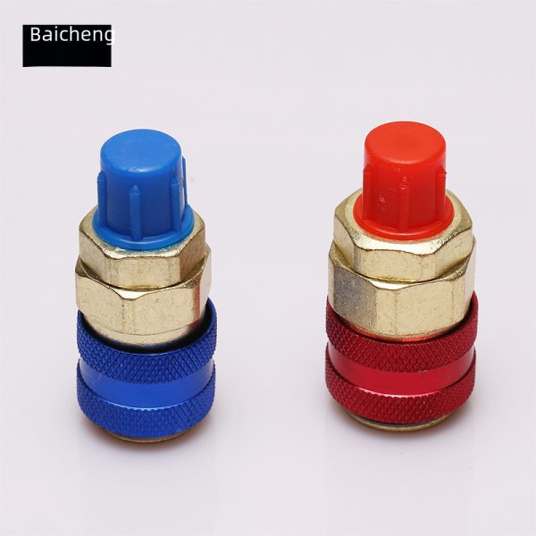Automotive R134A Quick Coupler Brass Adapter (Red & Blue) for Car AC Refrigerant Charging Tool - Изображение 5