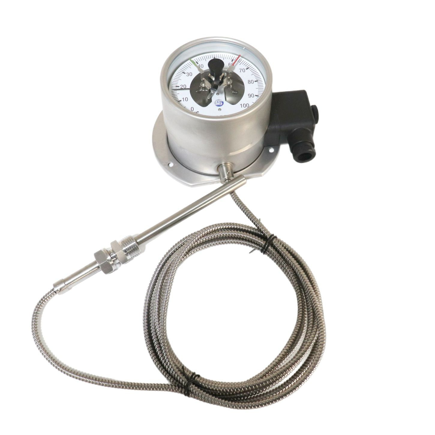 Capillary Remote Pressure Thermometer WTZX-280 (0-100°C) with Electrical Contacts, Radial Mounting, 100mm Dial for Industrial HVAC - Image 5