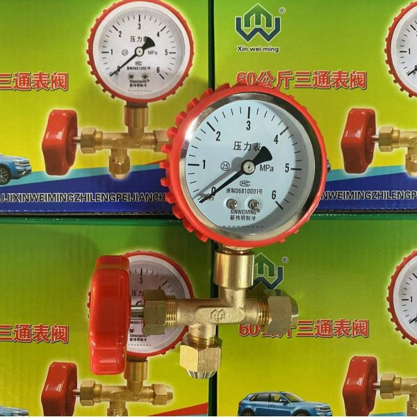 HVAC Pressure Gauge (60 kg, All-Copper Valve, Metric/Imperial Thread) for Central Air Conditioning Systems - Gambar 4