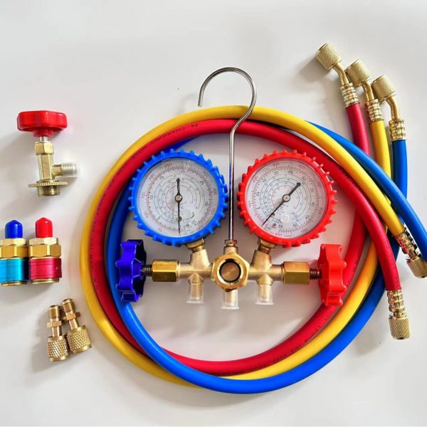 Automotive AC Refrigerant Manifold Gauge Set (R134a, R22, R410, R404 Compatible) with Brass Valve Body and Anti-Vibration Gauge - รูปภาพ 4