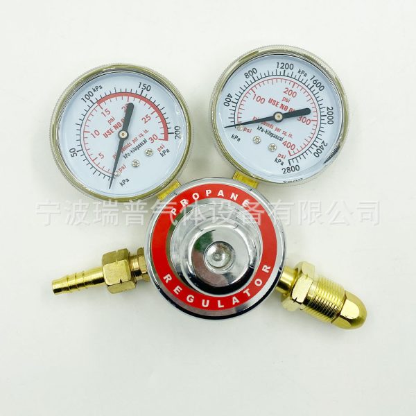Explosion-Proof Propane Regulator with Dual Gauge M22x1.5 역나사 Brass Gas Pressure Reducer for Propane Tanks - Imej 4