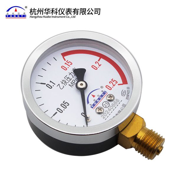 Yongyi YY-60 Axial Acetylene Pressure Gauge (0-0.25 MPa, 60 mm Dial, Class 2.5) for Water, Liquid, Oil, Gas Systems - Imej 4