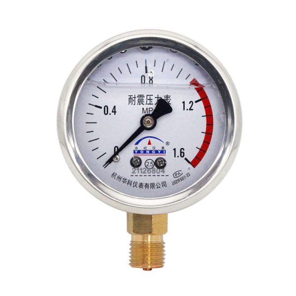 YK Series Radial Stainless Steel Shake-Proof Pressure Gauge YN60 (0-1.6MPa) for Water, Liquid, Oil, Gas Pressure Systems - Imagem 5