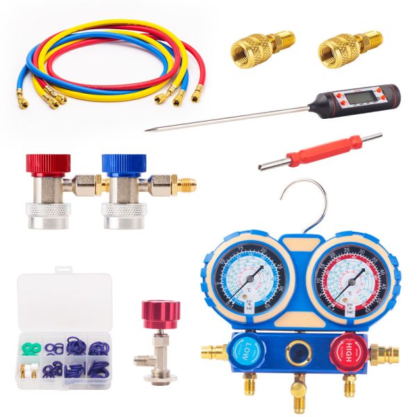 Automotive AC Manifold Gauge Set (R410a, R134a) with Dual Gauges, Hoses & Couplers for Car Home HVAC Refrigerant Charging - Imagem 5