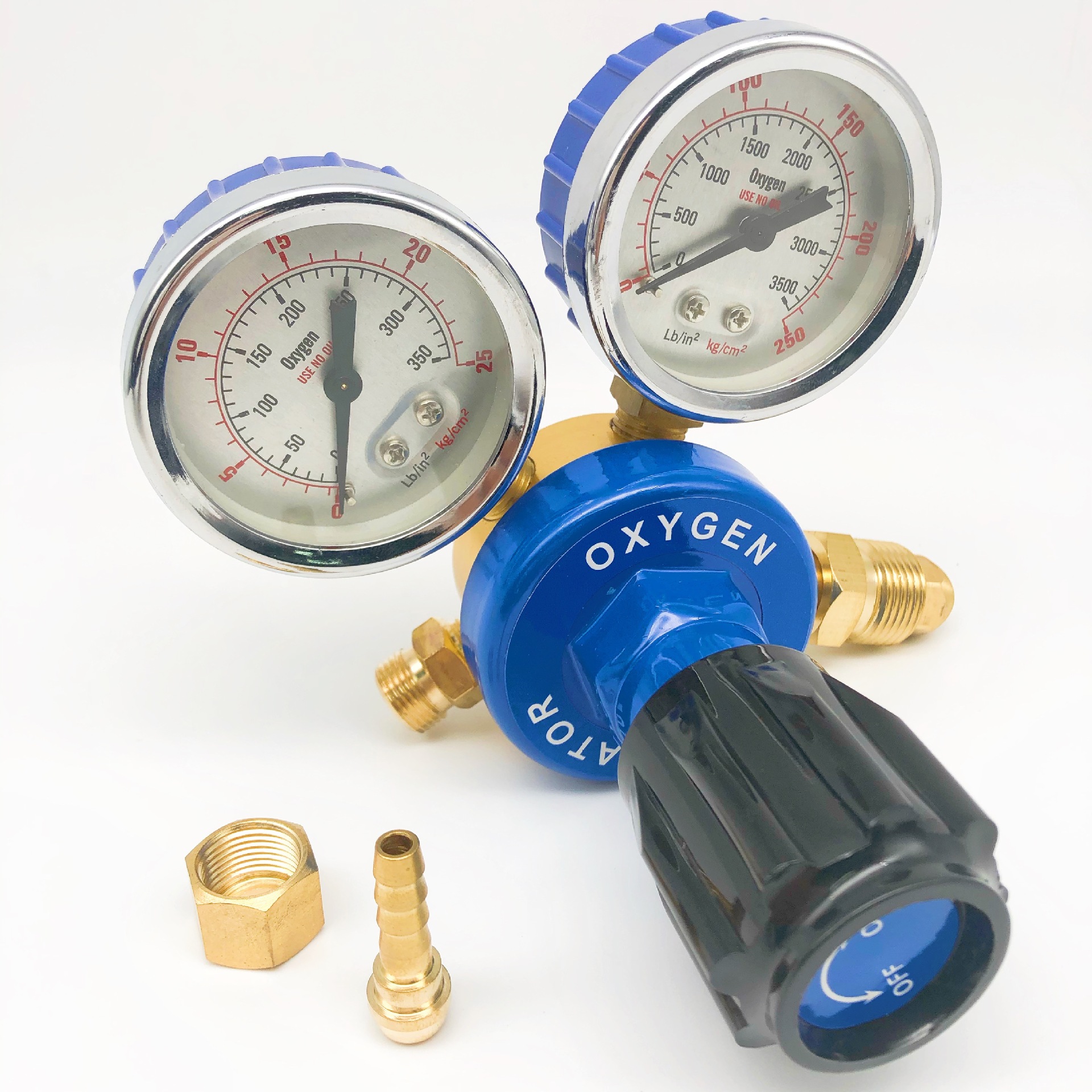 CGA580 Oxygen Acetylene Pressure Reducer Regulator Gauge Set (0-3500 psi Inlet, 0-200 psi Outlet) for Gas Welding Cutting - Image 4