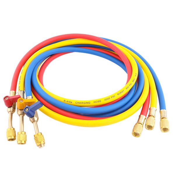 Refrigerant Charging Hoses with Ball Valves (R134a, R22, R410a Compatible) R360 90-Degree Control, Explosion-Proof, Corrosion-Resistant for HVAC/AC Systems - Imagem 5