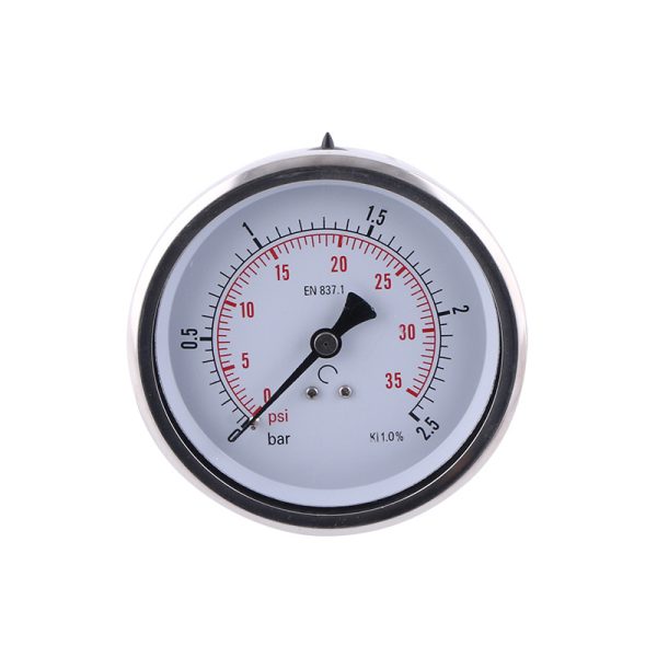 100mm Axial Eccentric Oil-Filled Pressure Gauge with Stainless Steel Case and Copper Connection for HVAC Systems, 4-inch Dial, YN100ZC - 이미지 5