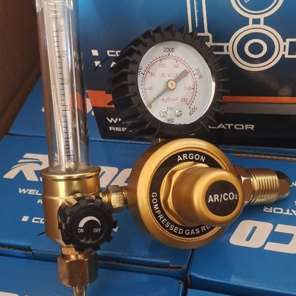 Full Brass Argon Gas Pressure Regulator with Flow Meter Gauge for Welding Cutting - Image 5