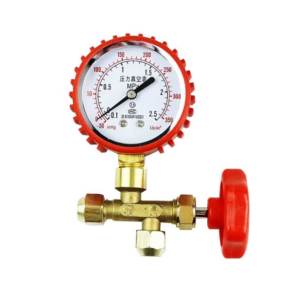 Refrigeration Pressure Gauge Set (25kg/cm² Metric Thread) with Valve for HVAC Refrigerant Charging & Testing - Gambar 5