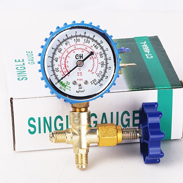 Refrigerant Pressure Gauge High/Low Pressure Single Meter for R410, R22, R134a - Imej 4