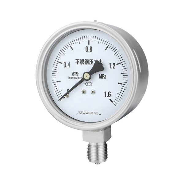 Durable Stainless Steel Pressure Gauge Y100BF (0-1.6 MPa, 1.6 Accuracy, 100mm Dial) for Oil Water Air Hydraulic Systems, Customizable Thread Connection - Imej 5
