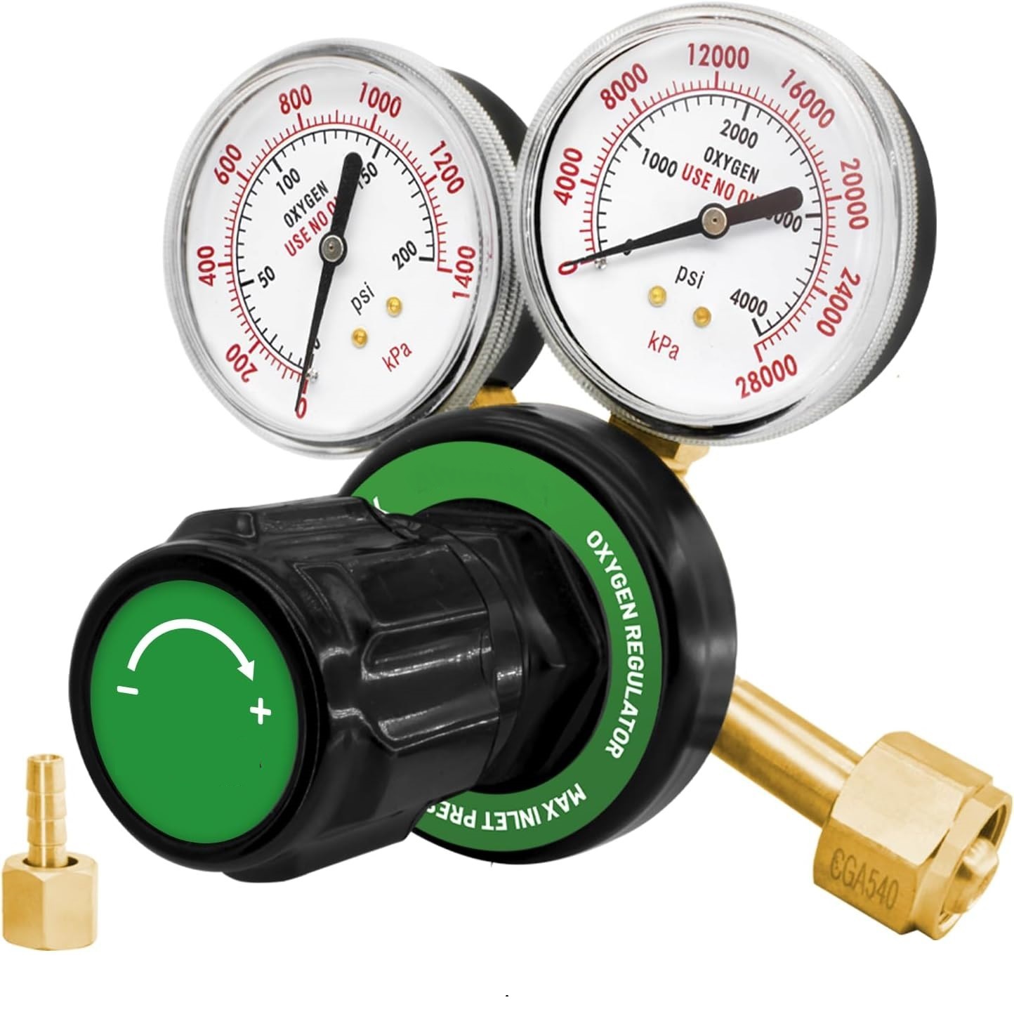Oxygen Acetylene Regulator with CGA540 Inlet and Dual Gauges (0-3500psi/0-25) for Welding Solder Brazing Cutting Applications - Image 4