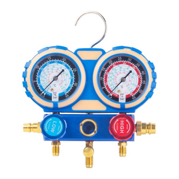 Automotive AC Manifold Gauge Set (R410a, R134a) with Dual Gauges, Hoses & Couplers for Car Home HVAC Refrigerant Charging - Imagem 4