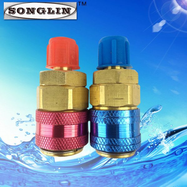 SOONGLIN Refrigerant Manifold Gauge Set Hose Adapters High Low Pressure Quick Couplers for HVAC A/C Refrigeration - Imej 4