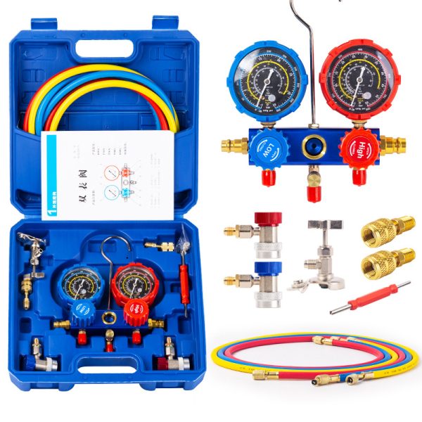 Automotive R134a HVAC Manifold Gauge Set (Low/High Pressure) with Hoses & Couplers for AC Refrigerant Recharging Systems - Image 5