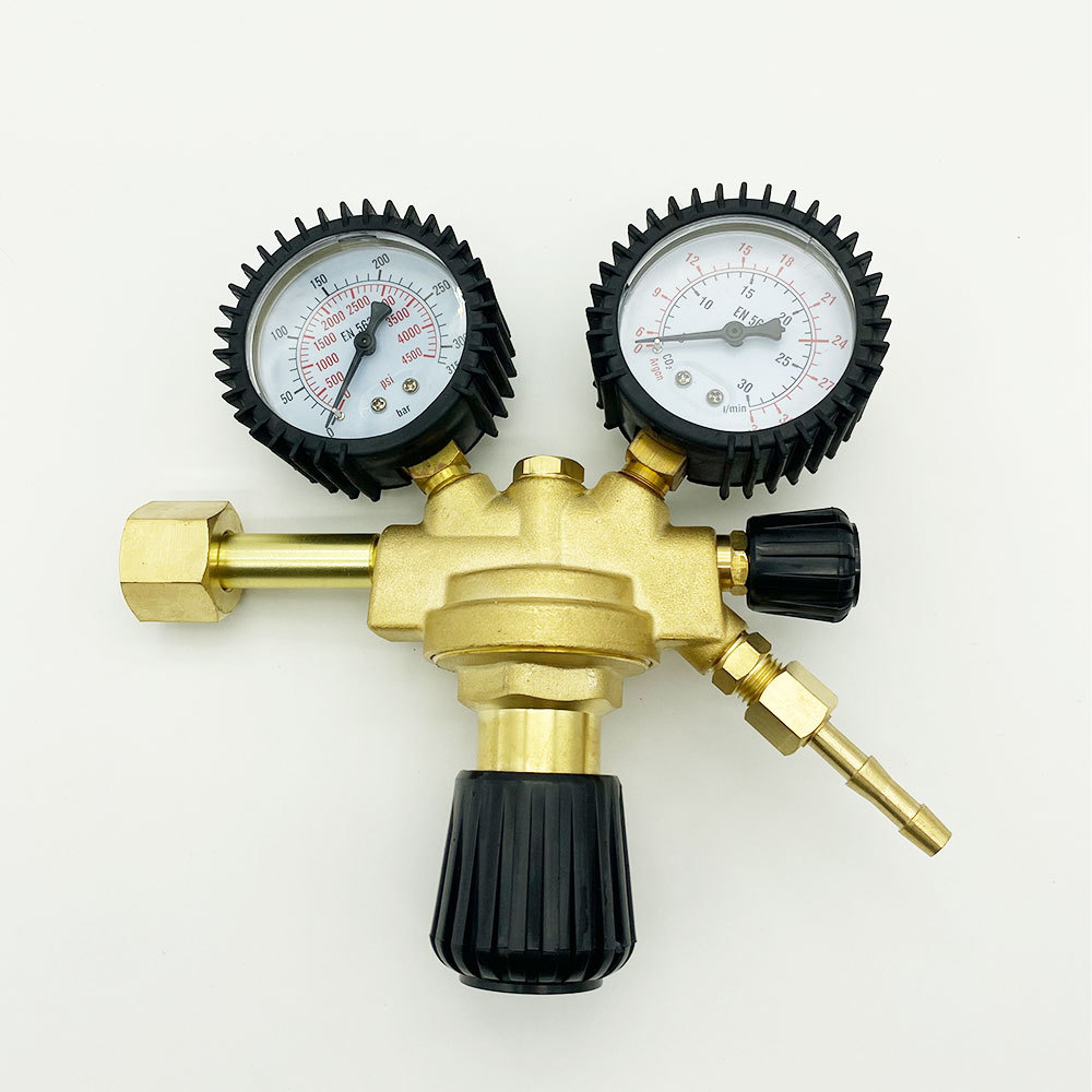 Full Brass Italian Style Nitrogen Pressure Regulator Shockproof Gauge for Nitrogen & CO2 Gas Cylinders - Image 4