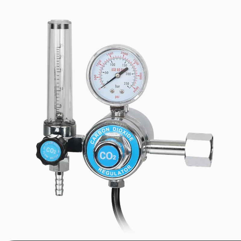Heated CO2/Argon Regulator Pressure Reducer with Flowmeter (36V 110V 220V) for MIG/TIG Welding, W21.8-14 Inlet - Image 4