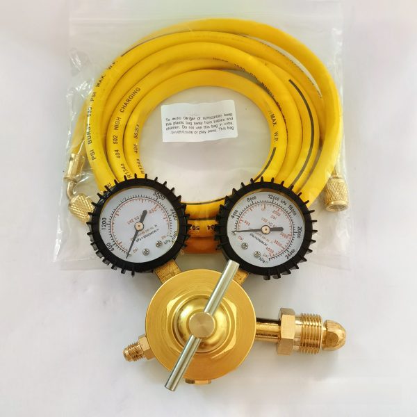 Copper Nitrogen Gas Regulator Gauge Set, High Pressure CGA580 Gas Flow Meter for HVAC Systems, 0-600psi/0-25MPa - Изображение 4