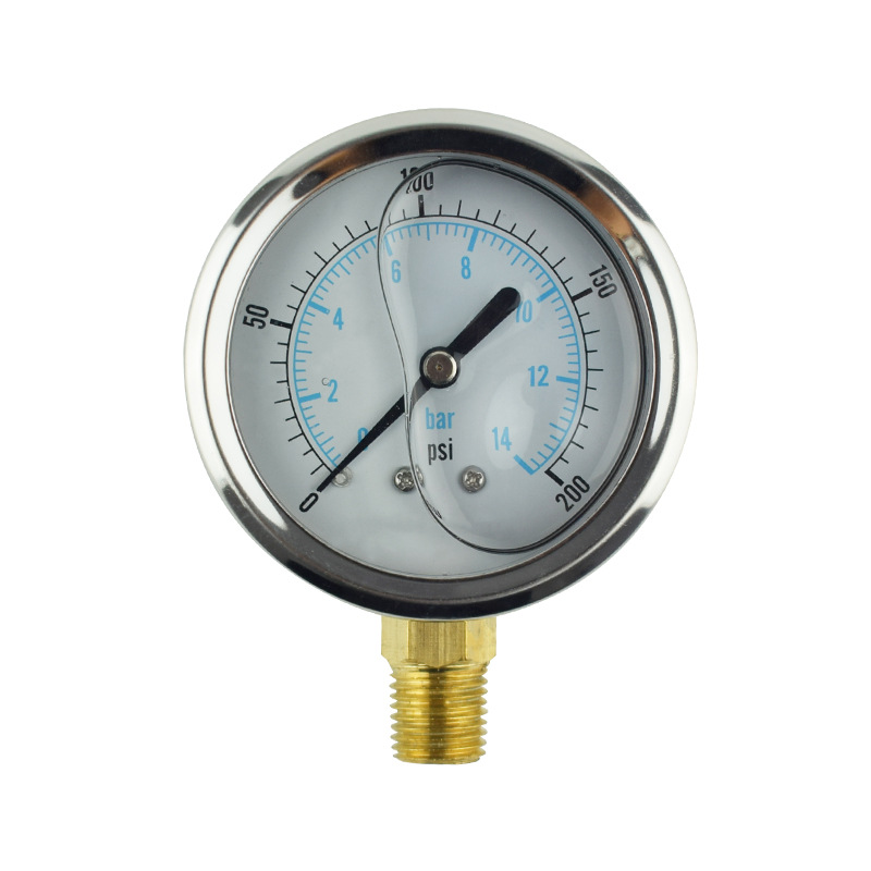 JIUXINYIBIAO Radial Shock-Resistant Pressure Gauge (0-200 PSI/0-14 bar) for Oil, Gas, Liquid, Water Pressure Measurement - Image 5