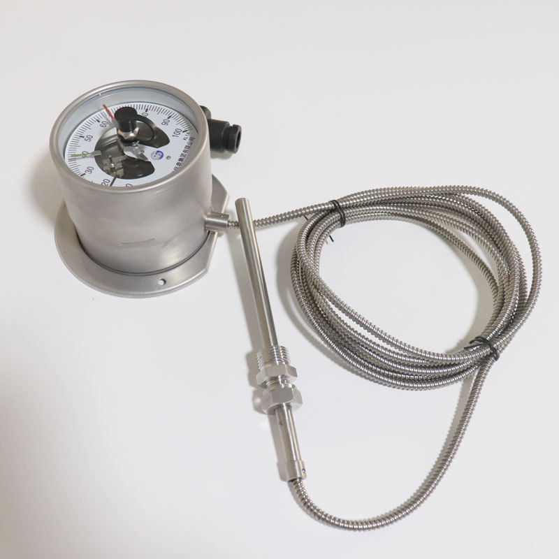 Capillary Remote Pressure Thermometer WTZX-280 (0-100°C) with Electrical Contacts, Radial Mounting, 100mm Dial for Industrial HVAC - Image 4