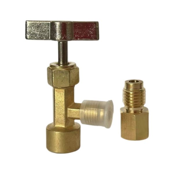 R134a Refrigerant Can Tap Valve with 1/2'' ACME to 1/4'' SAE Adapter for Automotive AC Systems - Imej 5