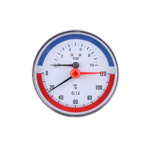 Auxiliary Gauge 80mm Axial Snap-in Iron Case Temperature Pressure Gauge (0-10bar, 0-120°C, CL 1.6) - รูปภาพ 5