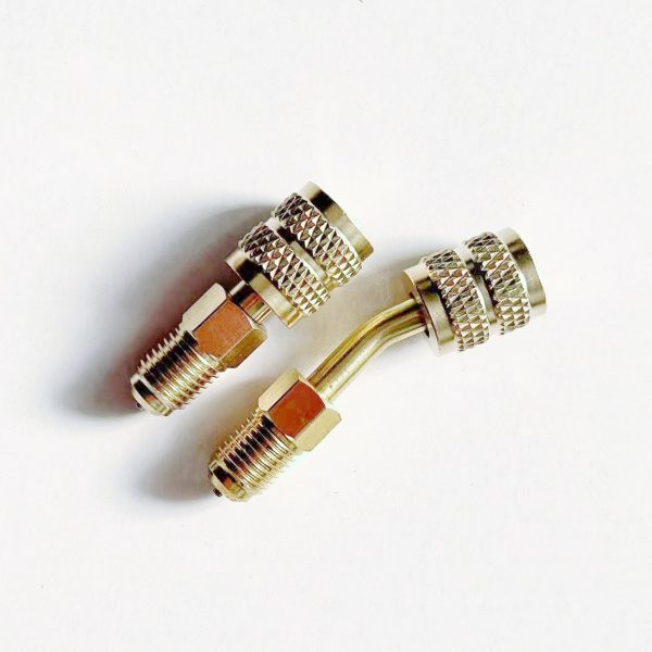 HVAC R410 Adapter 1/4" to 5/16" Brass Angled & Straight Valve Core Adapter for R22 / R410 AC Refrigerant Hoses - Image 5
