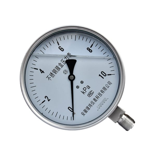 YEBN-150 Stainless Steel Diaphragm Pressure Gauge Micro Pressure Meter for Water/Oil/Gas/Liquid with M20*1.5 Connection - Imagem 5