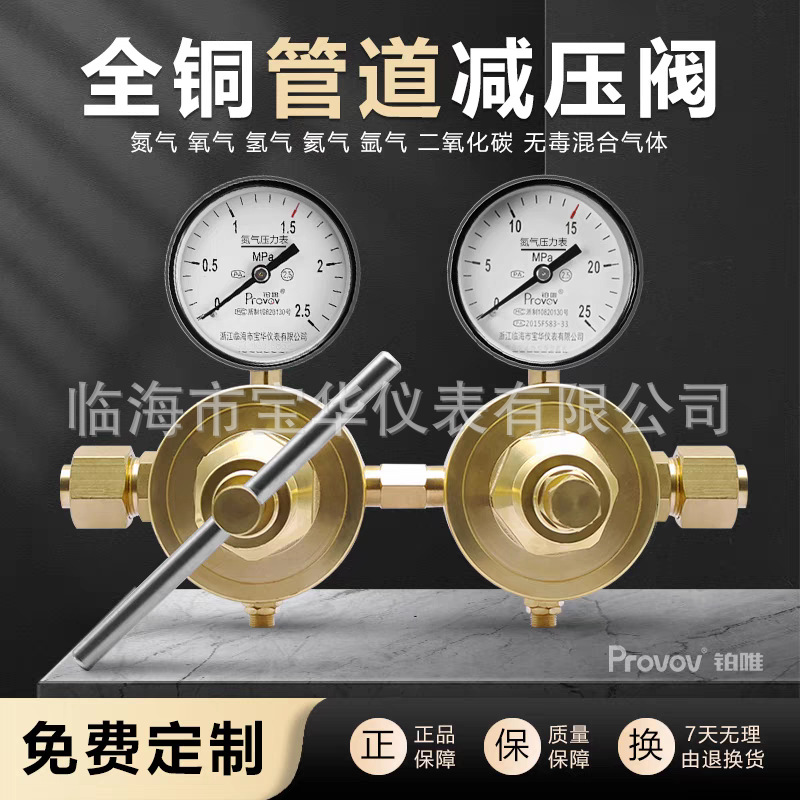 Provov All-Copper Nitrogen Pipeline Pressure Reducer (2.5 MPa / 25 MPa) for Welding Oxygen Supply Systems - Image 4