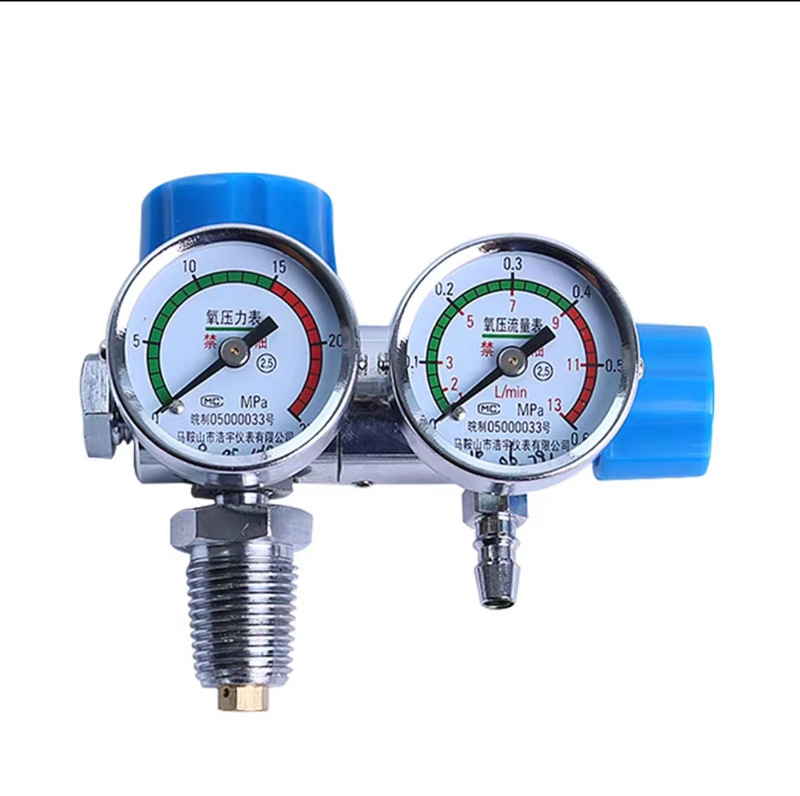 Medical Oxygen Cylinder Pressure Reducer Dual Gauge with Flow Meter for 10L Oxygen Tank - Image 5