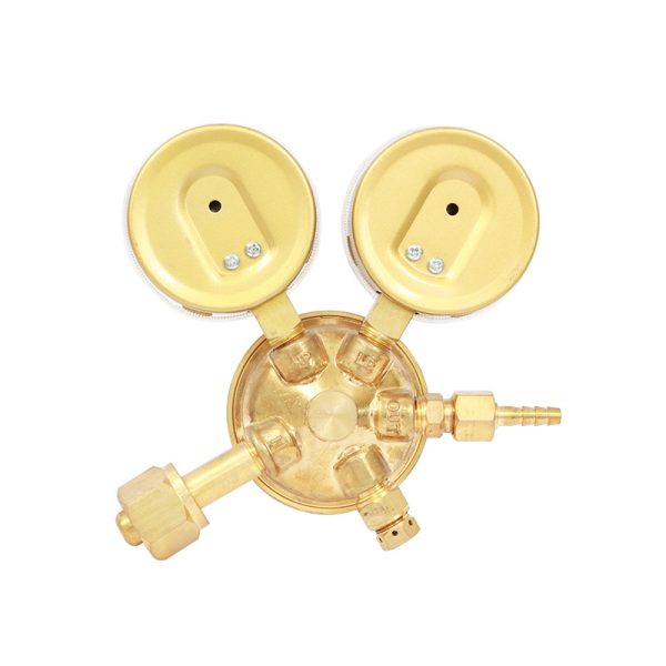 YONGHENG All-Copper Oxygen Acetylene Propane Pressure Reducer Gauge with Dual Gauges for Welding Cutting - Imej 5