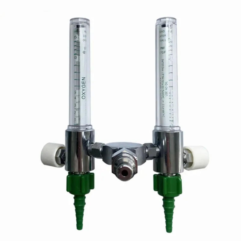 Wall-mount Dual Flowmeter Medical Oxygen Flowmeter with Humidifier Bottle (1-10L/min) for Oxygen Therapy System - Image 4