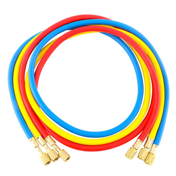 Explosion-Proof High-Pressure Refrigerant Charging Hoses (R134a, R22, R410a, R32) with Brass Connectors, Anodized Treatment for HVAC - Image 5