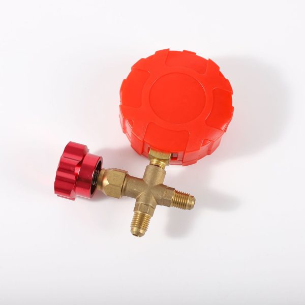 Refrigerant Charging Gauge (0-800 psi) with Brass Valve and Red Metal Handwheel for R22, R134, R410A, R404A HVAC Systems - Изображение 4