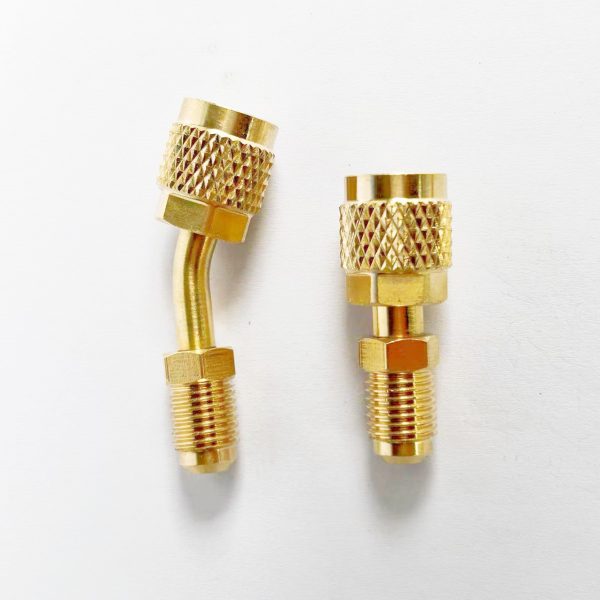 Pure Copper R22 to R410a Refrigerant Adapter (1/4 to 5/16 or 5/16 to 1/4) 45° or Straight Coupler for HVAC Systems - Imej 4