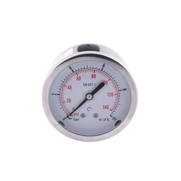 Oil Filled Pressure Gauge 50mm Axial Stainless Steel Case Copper Joint (0-10bar/140psi, 1.6% Accuracy) for HVAC Systems, Replaces YN50CL2 - Imej 5