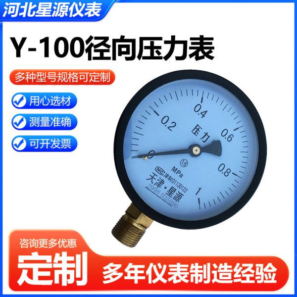 Y-100 Radial Pressure Gauge 0-1 MPa for Water, Air, HVAC Systems - Imej 4