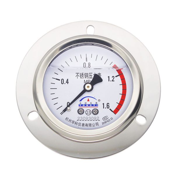 Yongyi YN60ZTBF Stainless Steel Pressure Gauge Axial with Flange 0-1.6MPa For Water, Liquid, Oil, Gas Systems - Imagem 5