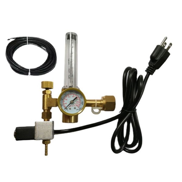 Full Brass American CO2 Pressure Reducer Regulator Valve with Solenoid for Plant Grow Room - Gambar 5